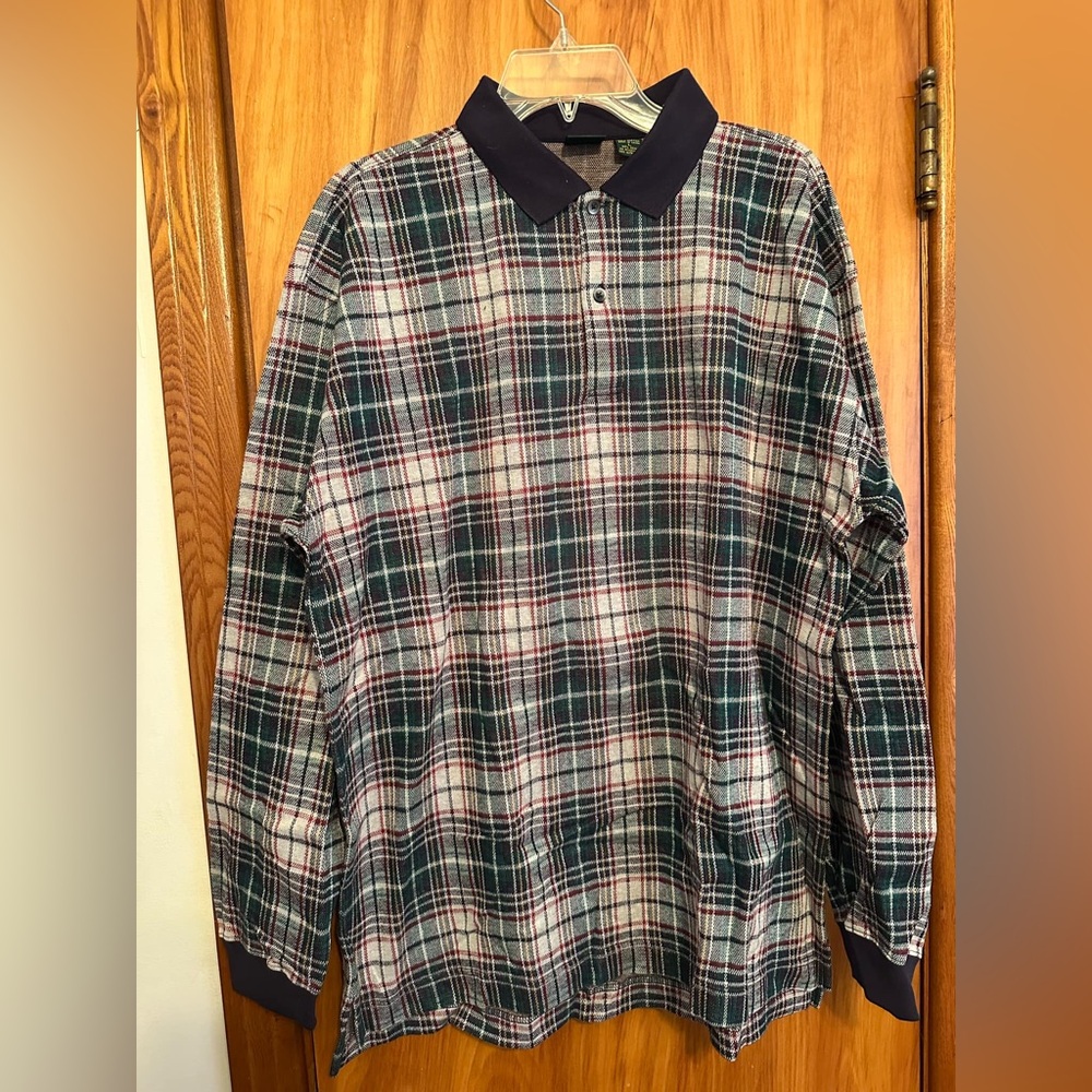 Club Room Black and Green Casual Button Down Shirt